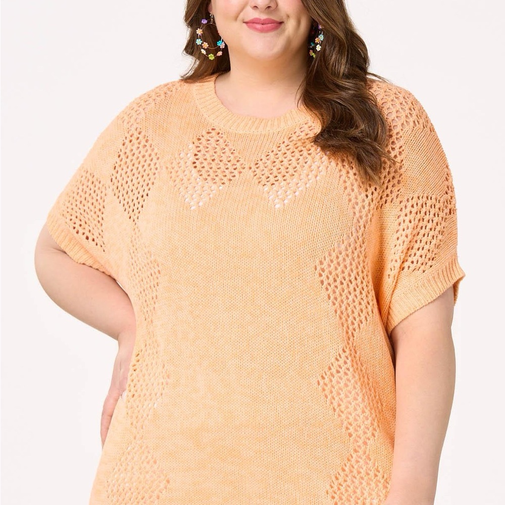 NWT Cato Plus Size Melon Open Stitch Sweater 🍈